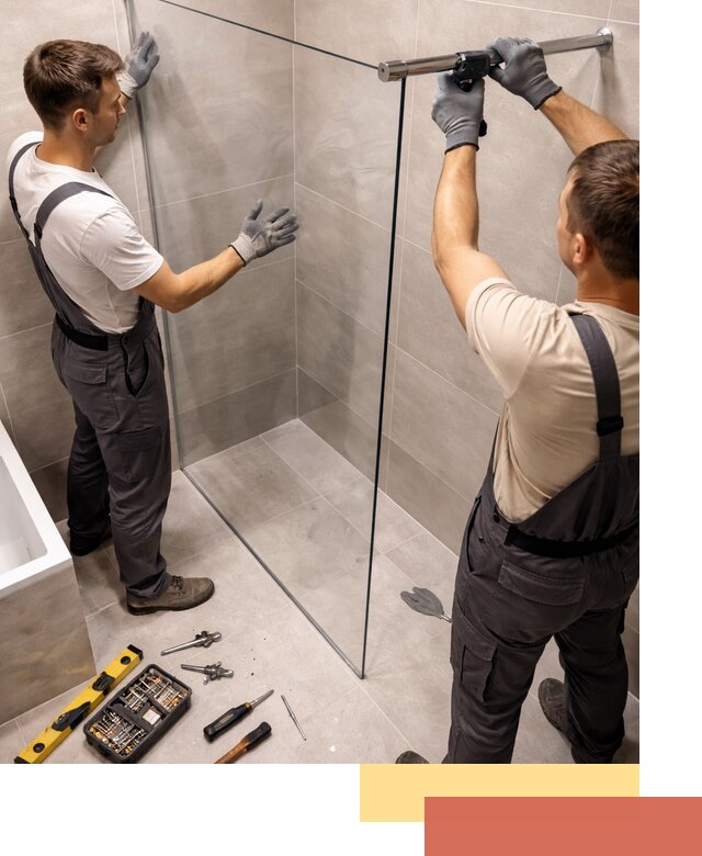 Стеклянные перегородки для душа в Дагестанских Огнях — изготовление и монтаж