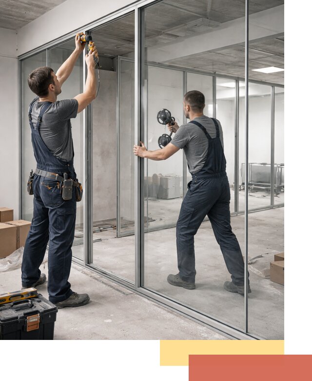 Алюминиевые перегородки со стеклом в Дагестанских Огнях — изготовление и монтаж