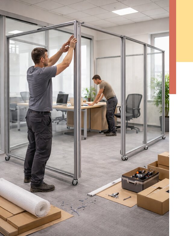 Мобильные офисные перегородки в Дагестанских Огнях от 12904 руб. — установка под ключ | ОТДЕЛОЧНИК-Дгс