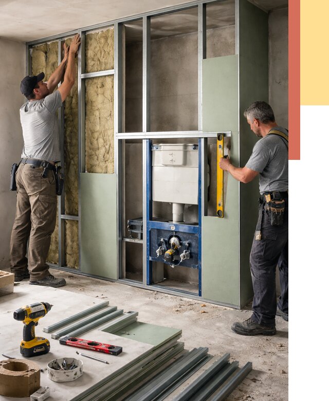 Установка сантехнических перегородок в Дагестанских Огнях от 8775 руб. | ОТДЕЛОЧНИК-Дгс