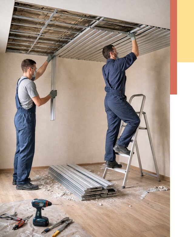 Демонтаж реечного потолка в Дагестанских Огнях от 4645 руб. быстро и недорого | ОТДЕЛОЧНИК-Дгс