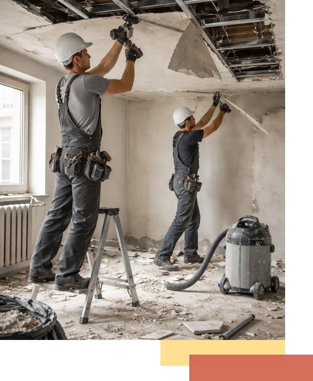 Демонтаж гипсокартонного потолка в Дагестанских Огнях быстро и аккуратно