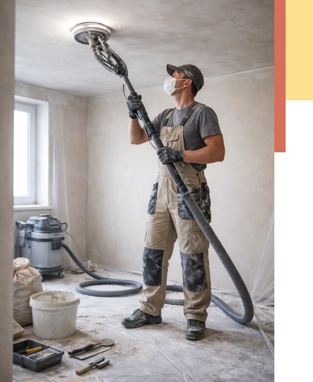 Шлифовка потолка в Дагестанских Огнях от 3613 руб. — услуги шлифования потолка | ОТДЕЛОЧНИК-Дгс