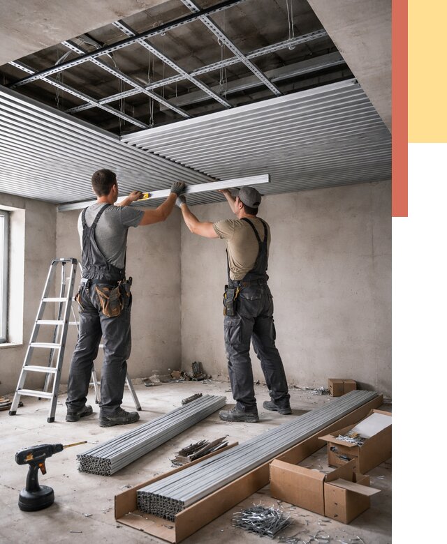 Монтаж реечного потолка в Дагестанских Огнях от 4645 руб. под ключ | ОТДЕЛОЧНИК-Дгс