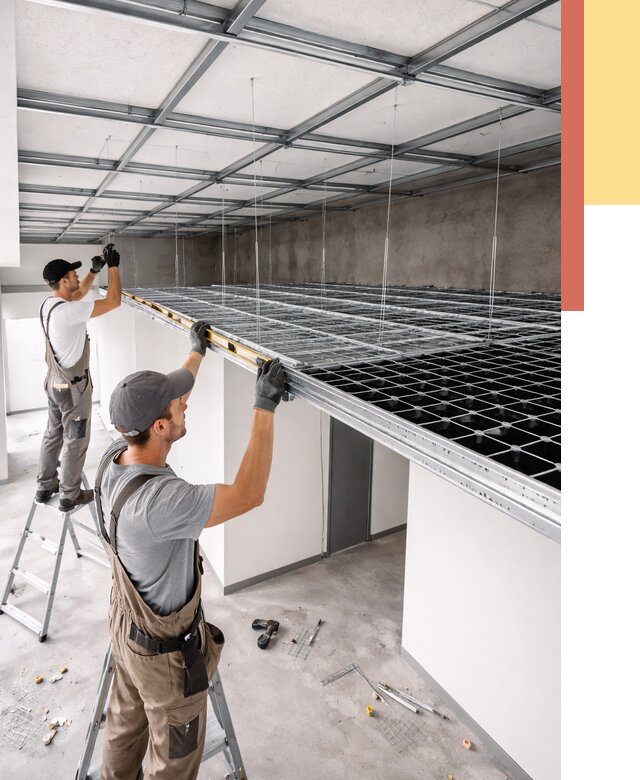 Монтаж потолка грильято в Дагестанских Огнях от 465 руб./м² — быстрая сборка под ключ | ОТДЕЛОЧНИК-Дгс