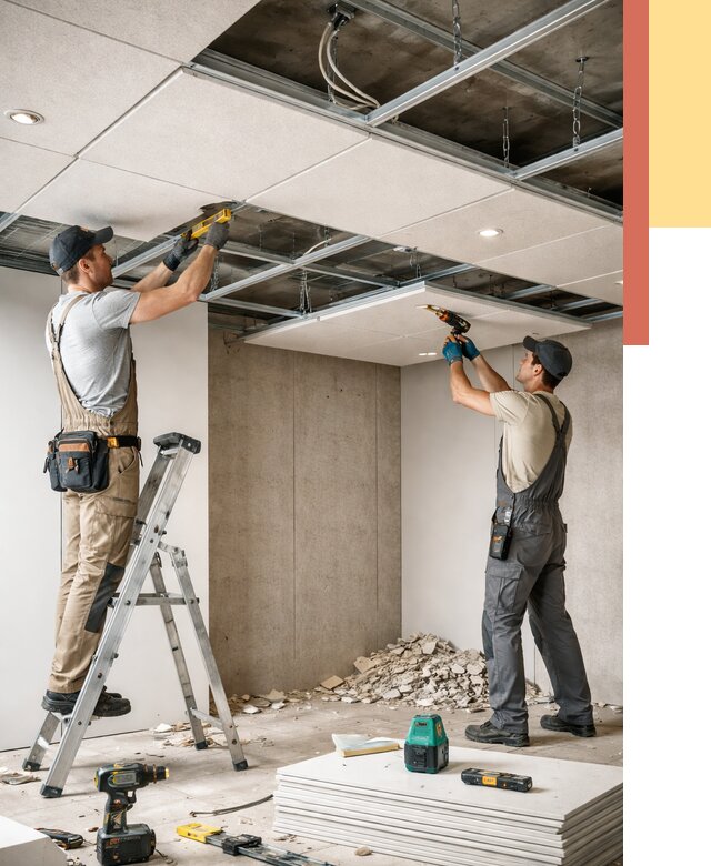 Монтаж акустического потолка в Дагестанских Огнях от 6710 руб/м2 — быстро и недорого | ОТДЕЛОЧНИК-Дгс