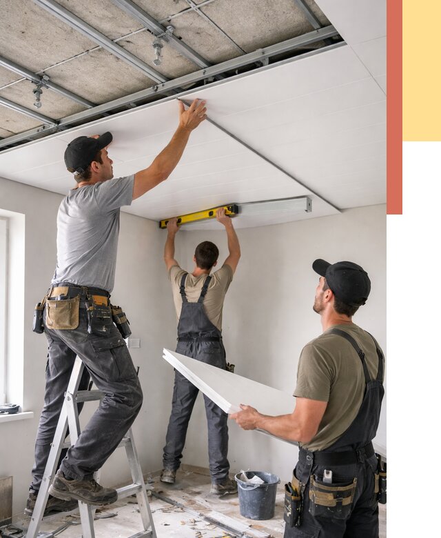 Монтаж потолка из ПВХ панелей в Дагестанских Огнях от 3613 руб./м2 — быстро и недорого | ОТДЕЛОЧНИК-Дгс