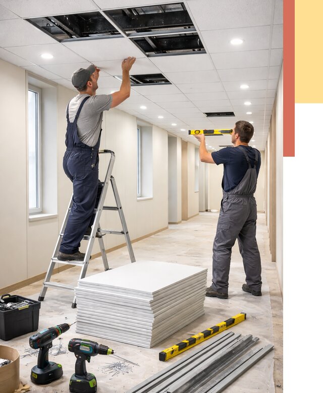 Ремонт потолка Армстронг в Дагестанских Огнях от 4645 руб. — быстро и недорого | ОТДЕЛОЧНИК-Дгс