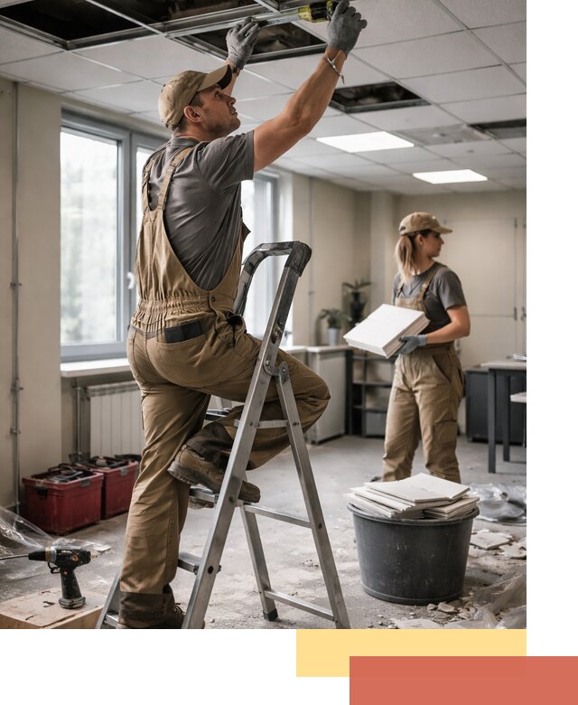 Ремонт потолка Армстронг и замена плит в Дагестанских Огнях