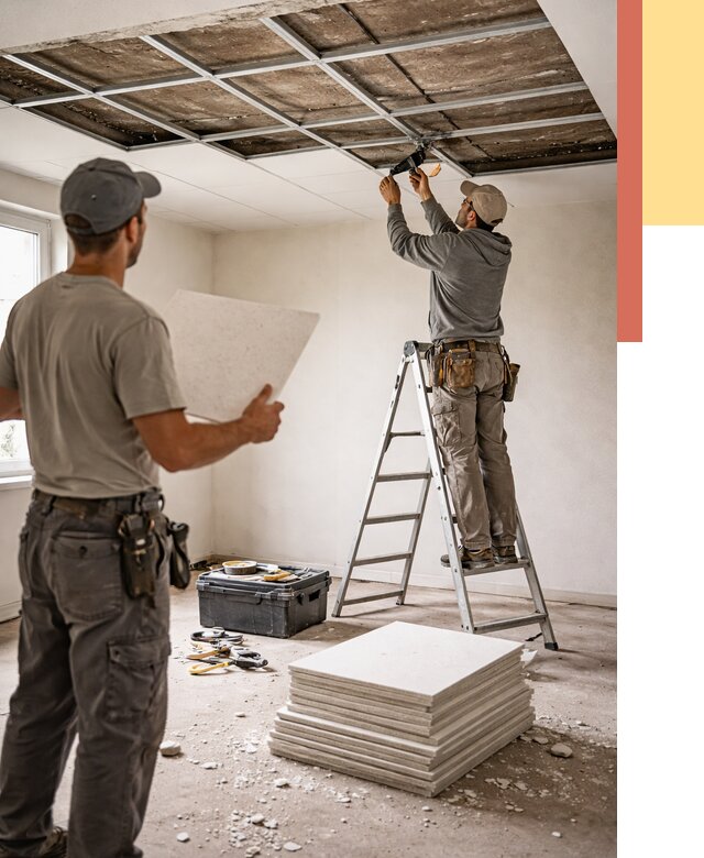 Замена плит подвесного потолка в Дагестанских Огнях от 1807 руб. быстро и недорого | ОТДЕЛОЧНИК-Дгс