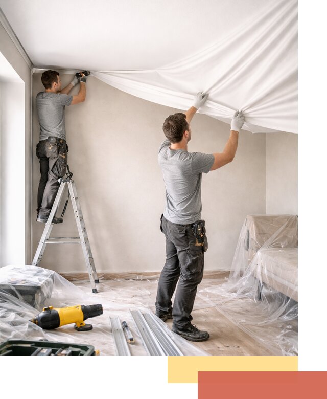 Монтаж тканевого натяжного потолка в Дагестанских Огнях недорого и быстро