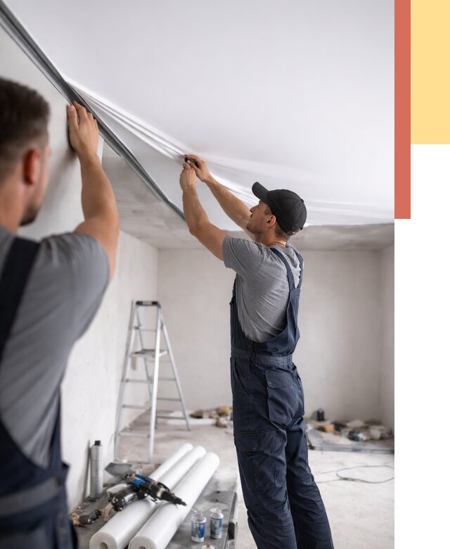 Монтаж матового натяжного потолка в Дагестанских Огнях от 4645 руб./м² — быстро и недорого | ОТДЕЛОЧНИК-Дгс