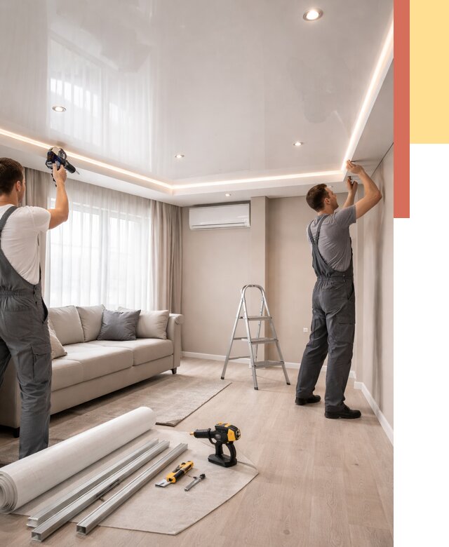 Монтаж глянцевого натяжного потолка в Дагестанских Огнях от 774 руб. под ключ | ОТДЕЛОЧНИК-Дгс