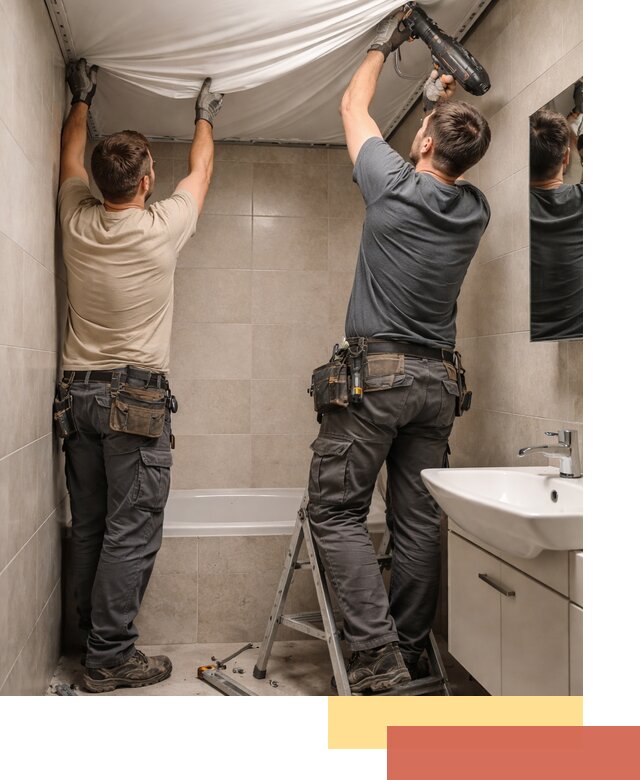 Монтаж натяжного потолка в ванной в Дагестанских Огнях быстро и качественно