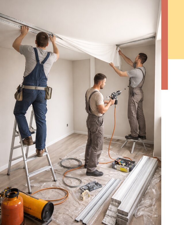 Монтаж натяжного потолка в студии в Дагестанских Огнях от 5678 руб. — быстро и недорого | ОТДЕЛОЧНИК-Дгс