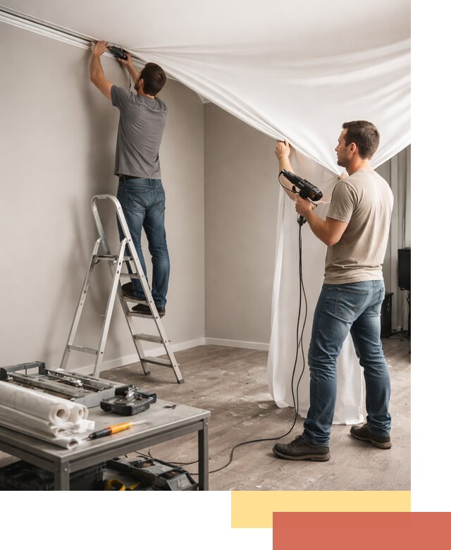 Монтаж натяжного потолка в студии в Дагестанских Огнях