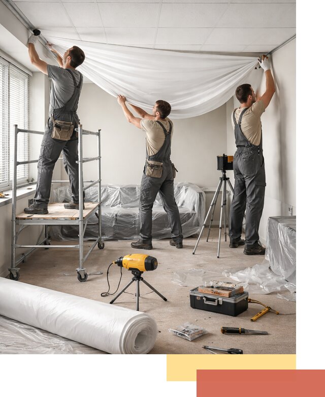 Монтаж натяжного потолка в офисе в Дагестанских Огнях