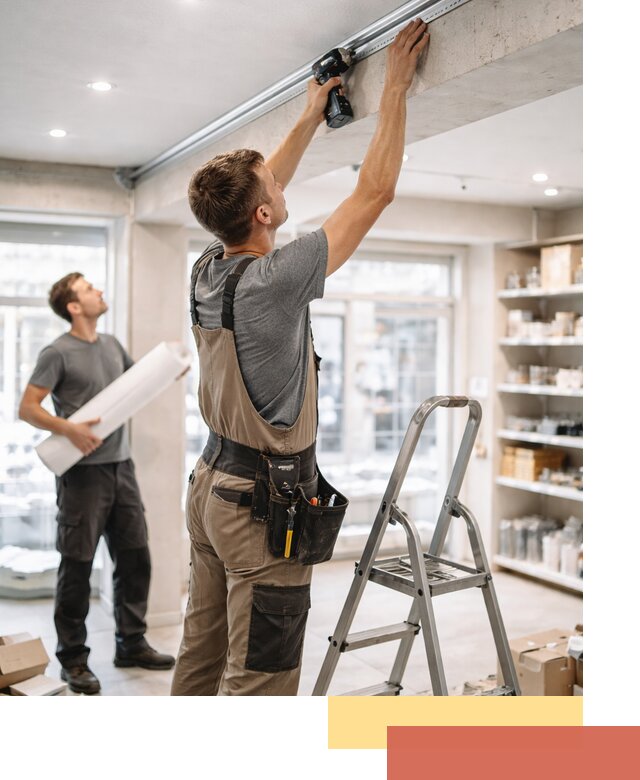 Монтаж натяжных потолков в магазине в Дагестанских Огнях