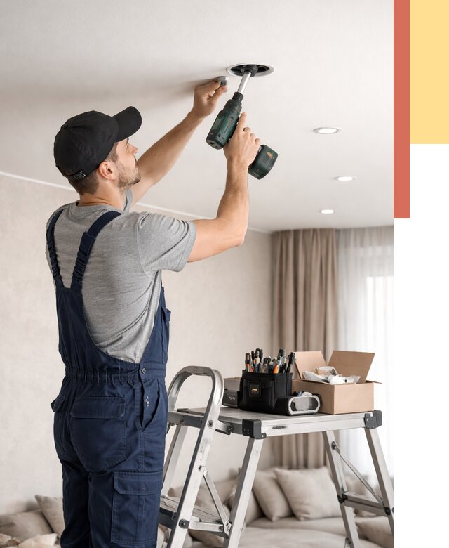 Установка и монтаж точечных светильников в натяжной потолок в Дагестанских Огнях от 1858 руб. | ОТДЕЛОЧНИК-Дгс