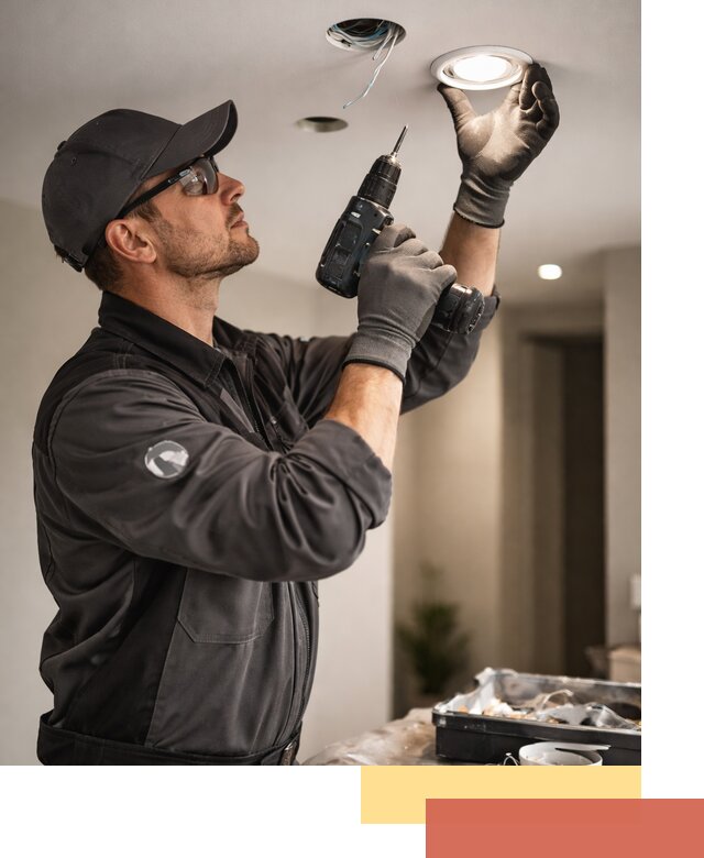 Установка точечных светильников в натяжной потолок в Дагестанских Огнях