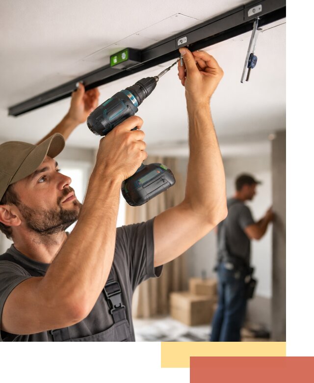 Установка трековых светильников в натяжной потолок в Дагестанских Огнях