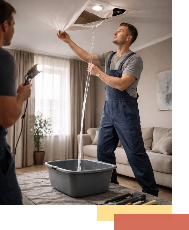 Слив воды с натяжного потолка в Дагестанских Огнях быстро и аккуратно