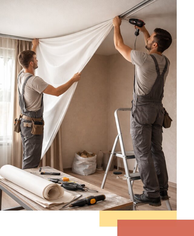 Замена полотна натяжного потолка в Дагестанских Огнях быстро и качественно