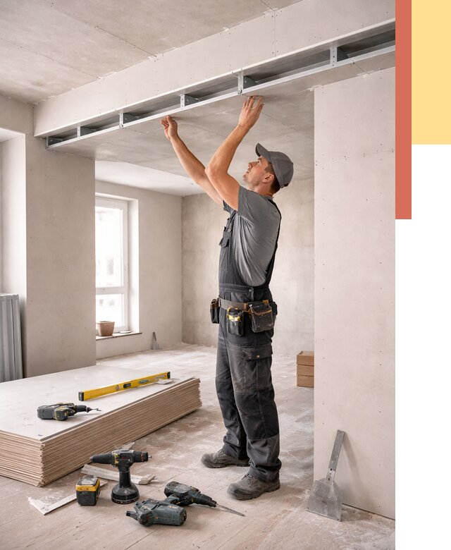 Потолок из гипсокартона с нишей в Дагестанских Огнях от 1290 руб. под ключ | ОТДЕЛОЧНИК-Дгс