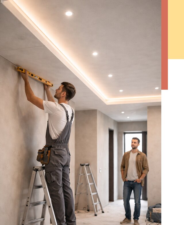 Потолок из гипсокартона с подсветкой в Дагестанских Огнях от 774 руб./м2 под ключ | ОТДЕЛОЧНИК-Дгс