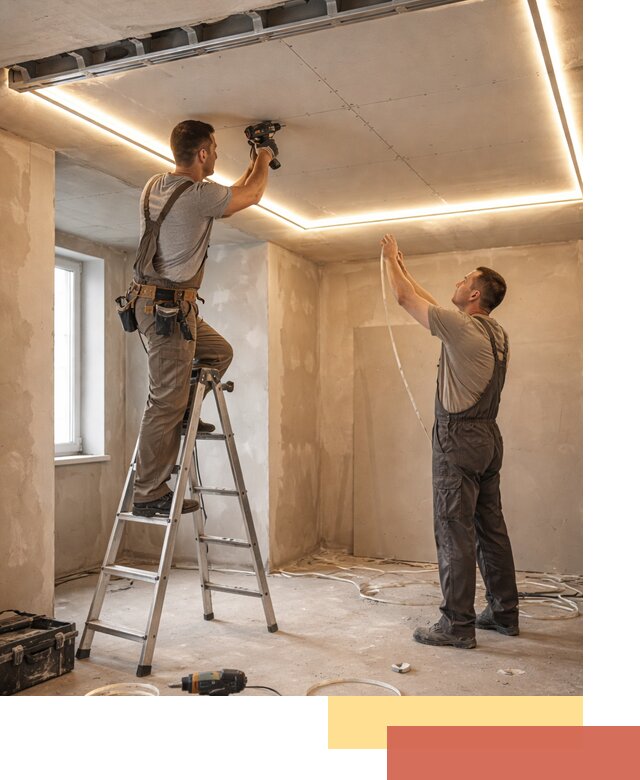 Потолок из гипсокартона с подсветкой в Дагестанских Огнях