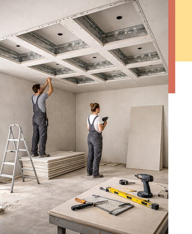 Кессонный потолок из гипсокартона в Дагестанских Огнях от 1910 руб. — монтаж и под ключ | ОТДЕЛОЧНИК-Дгс