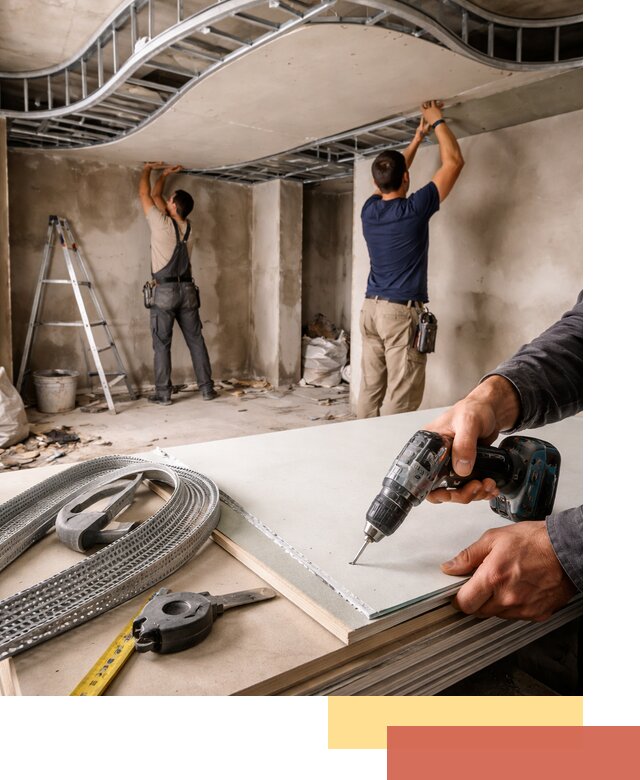 Криволинейный потолок из гипсокартона в Дагестанских Огнях — монтаж и отделка