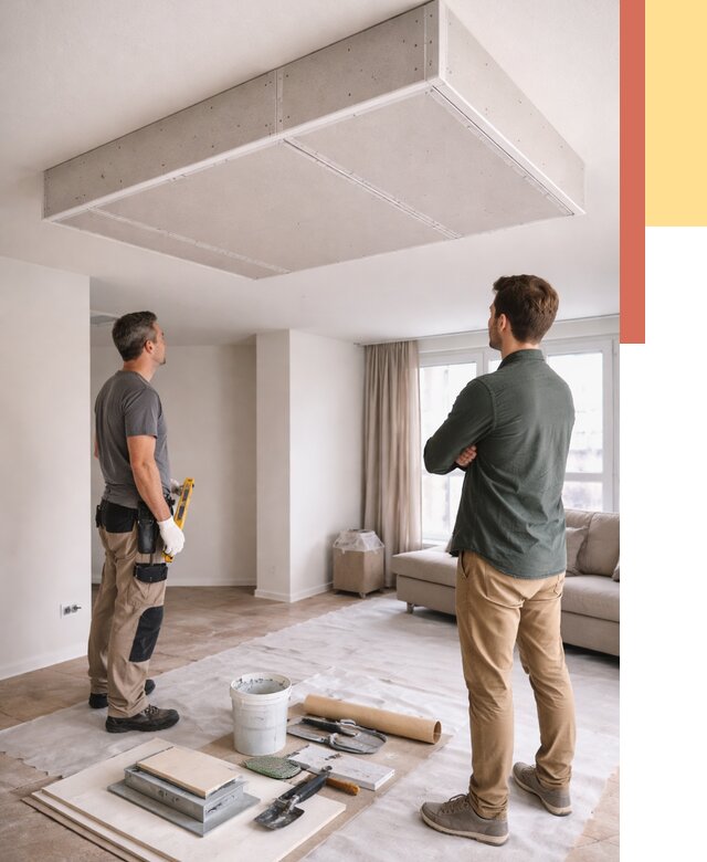 Короб на потолке из гипсокартона в Дагестанских Огнях от 2271 руб. — монтаж и услуги под ключ | ОТДЕЛОЧНИК-Дгс