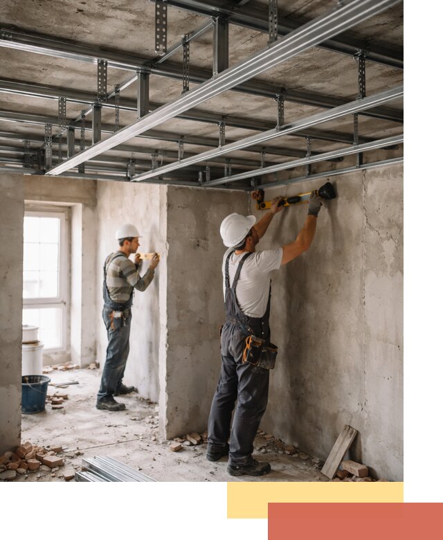 Монтаж каркаса потолка из профильного профиля в Дагестанских Огнях