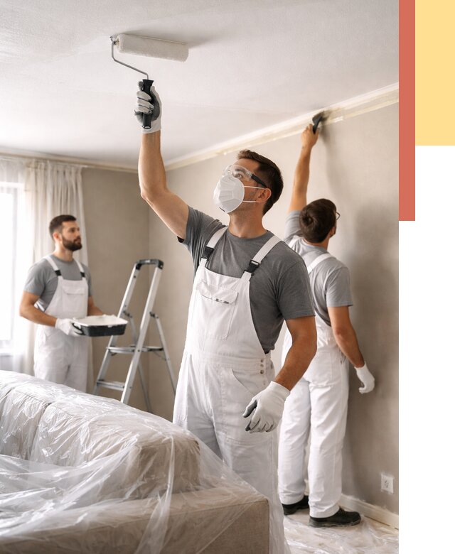 Покраска потолка водоэмельсионной краской в Дагестанских Огнях от 2271 руб/м² — услуги под ключ | ОТДЕЛОЧНИК-Дгс