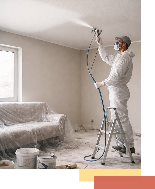 Покраска потолка краскопультом в Дагестанских Огнях быстро и качественно