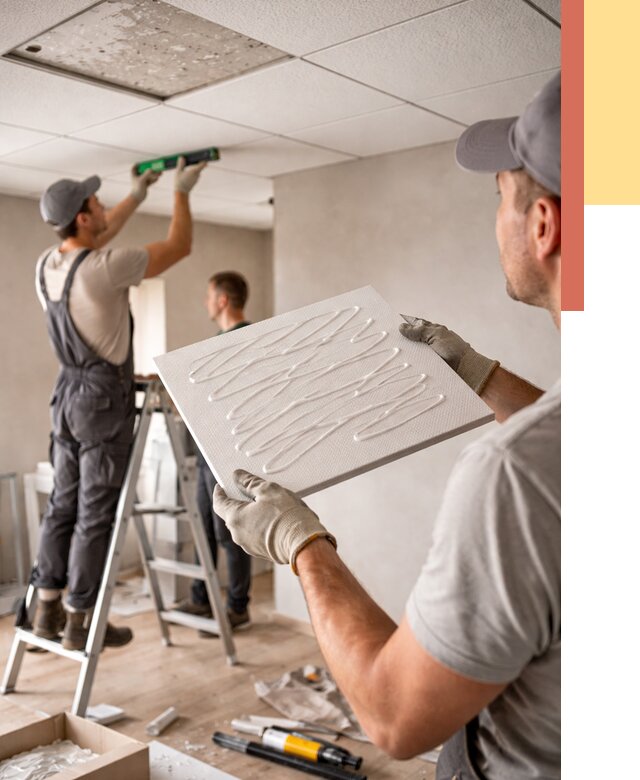 Монтаж потолочной плитки в Дагестанских Огнях от 4645 руб. — быстро и недорого | ОТДЕЛОЧНИК-Дгс