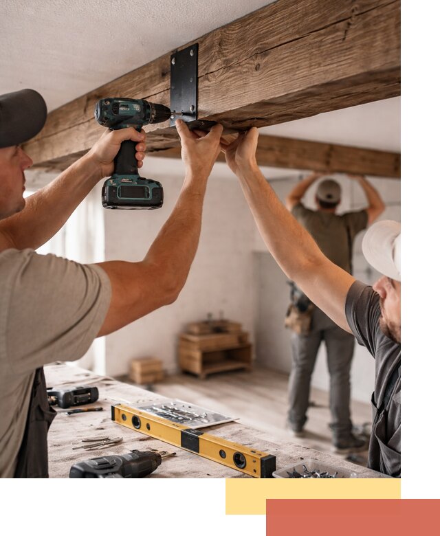 Монтаж декоративных потолочных балок в Дагестанских Огнях