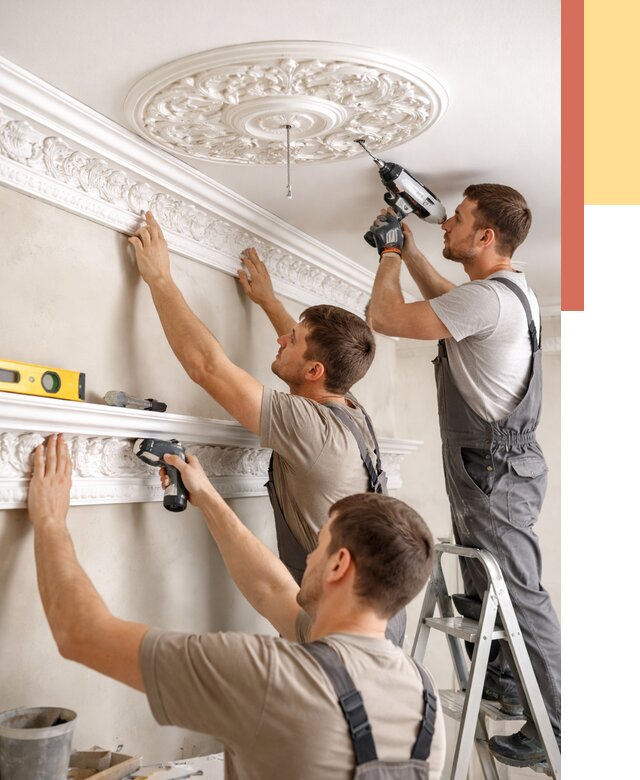 Монтаж лепнины на потолок в Дагестанских Огнях от 3303 руб. быстро и недорого | ОТДЕЛОЧНИК-Дгс