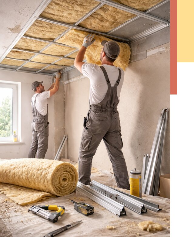 Утепление потолка в Дагестанских Огнях от 7433 руб/м2 — недорого, быстро, под ключ | ОТДЕЛОЧНИК-Дгс