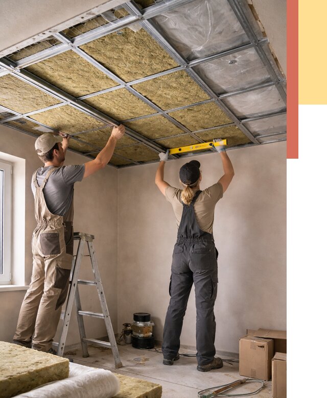 Шумоизоляция потолка в Дагестанских Огнях от 1290 руб. под ключ — услуги ОТДЕЛОЧНИК-Дгс